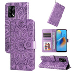 Custodia per telefono in pelle di girasole goffrata, For OPPO A53 / A53s / A33 / A32, For OPPO A54 4G / A16 / A16s / A55 4G, For OPPO A57 5G / Realme V23, For OPPO A74 4G / F19 4G / A95 4G