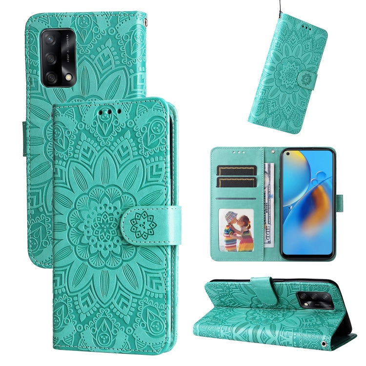 Custodia per telefono in pelle di girasole goffrata, For OPPO A53 / A53s / A33 / A32, For OPPO A54 4G / A16 / A16s / A55 4G, For OPPO A57 5G / Realme V23, For OPPO A74 4G / F19 4G / A95 4G