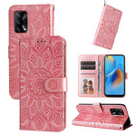 Custodia per telefono in pelle di girasole goffrata, For OPPO A53 / A53s / A33 / A32, For OPPO A54 4G / A16 / A16s / A55 4G, For OPPO A57 5G / Realme V23, For OPPO A74 4G / F19 4G / A95 4G