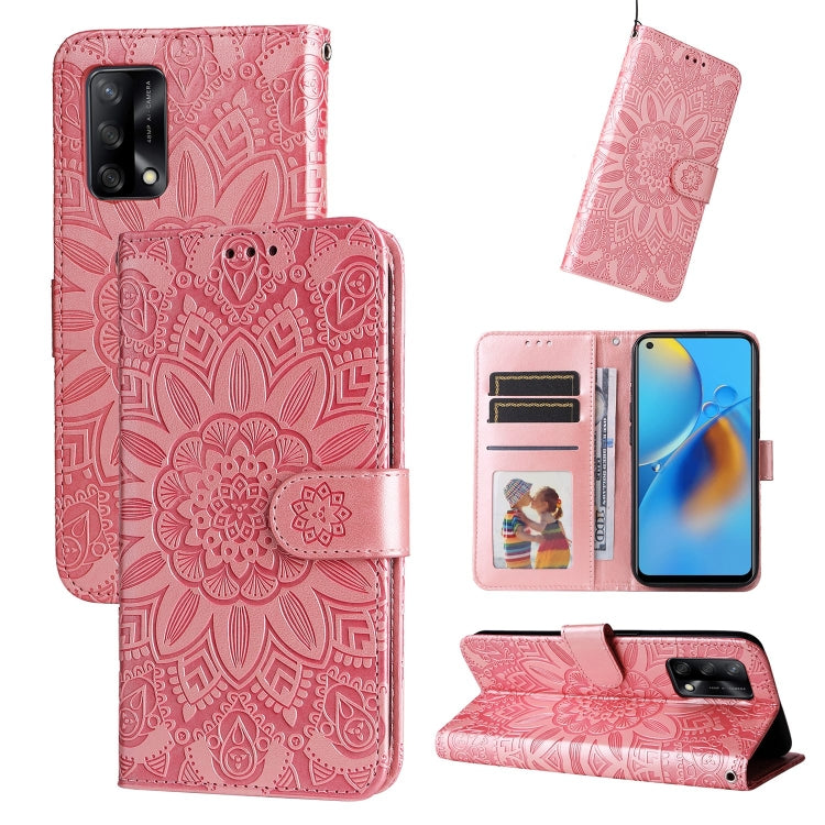 Custodia per telefono in pelle di girasole goffrata, For OPPO A53 / A53s / A33 / A32, For OPPO A54 4G / A16 / A16s / A55 4G, For OPPO A57 5G / Realme V23, For OPPO A74 4G / F19 4G / A95 4G