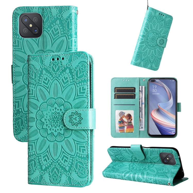 Custodia per telefono in pelle di girasole goffrata, For OPPO A92s / Reno4 Z / A53 5G, For OPPO A74 5G / A54 5G, For OPPO A94 4G / F19 Pro / Reno5 F, For OPPO A94 5G / A95 5G / F19 Pro+