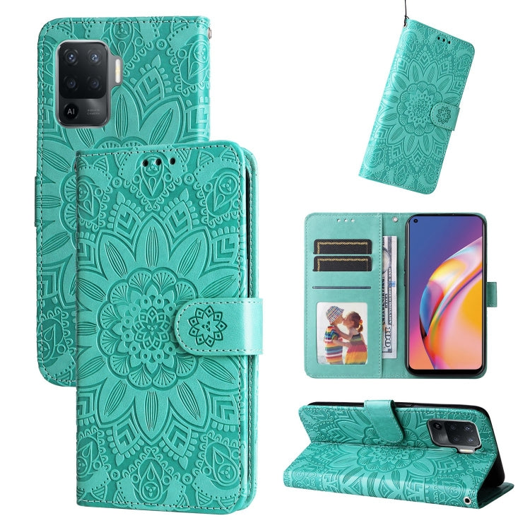 Custodia per telefono in pelle di girasole goffrata, For OPPO A92s / Reno4 Z / A53 5G, For OPPO A74 5G / A54 5G, For OPPO A94 4G / F19 Pro / Reno5 F, For OPPO A94 5G / A95 5G / F19 Pro+