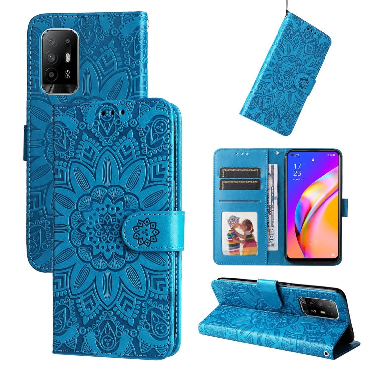 Custodia per telefono in pelle di girasole goffrata, For OPPO A92s / Reno4 Z / A53 5G, For OPPO A74 5G / A54 5G, For OPPO A94 4G / F19 Pro / Reno5 F, For OPPO A94 5G / A95 5G / F19 Pro+