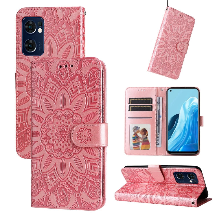 Custodia per telefono in pelle di girasole goffrata, For OPPO Find X5 Lite / Reno7 5G Global, For OPPO Find X5, For OPPO Find X5 Pro, For OPPO Realme 8 4G / 8 Pro