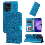 Custodia per telefono in pelle di girasole goffrata, For OPPO Find X5 Lite / Reno7 5G Global, For OPPO Find X5, For OPPO Find X5 Pro, For OPPO Realme 8 4G / 8 Pro