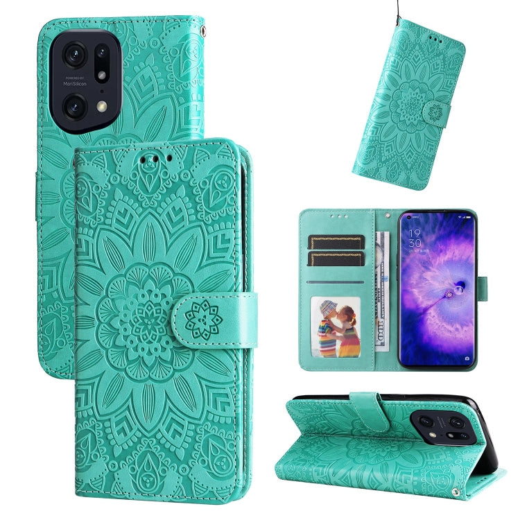 Custodia per telefono in pelle di girasole goffrata, For OPPO Find X5 Lite / Reno7 5G Global, For OPPO Find X5, For OPPO Find X5 Pro, For OPPO Realme 8 4G / 8 Pro