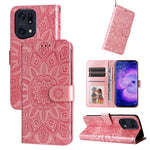 Custodia per telefono in pelle di girasole goffrata, For OPPO Find X5 Lite / Reno7 5G Global, For OPPO Find X5, For OPPO Find X5 Pro, For OPPO Realme 8 4G / 8 Pro