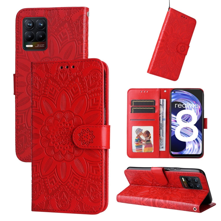 Custodia per telefono in pelle di girasole goffrata, For OPPO Find X5 Lite / Reno7 5G Global, For OPPO Find X5, For OPPO Find X5 Pro, For OPPO Realme 8 4G / 8 Pro