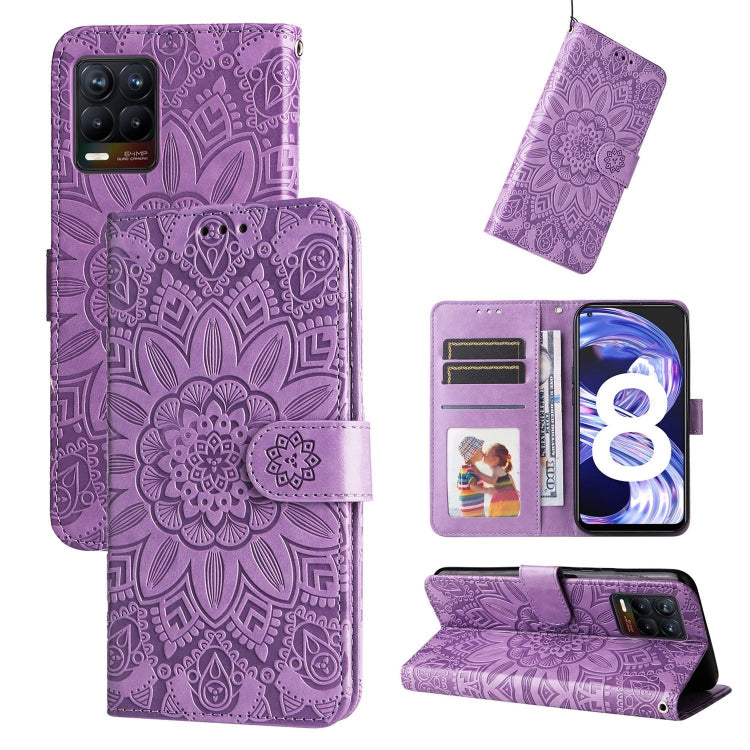 Custodia per telefono in pelle di girasole goffrata, For OPPO Find X5 Lite / Reno7 5G Global, For OPPO Find X5, For OPPO Find X5 Pro, For OPPO Realme 8 4G / 8 Pro