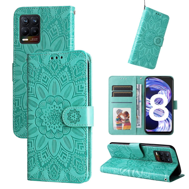Custodia per telefono in pelle di girasole goffrata, For OPPO Find X5 Lite / Reno7 5G Global, For OPPO Find X5, For OPPO Find X5 Pro, For OPPO Realme 8 4G / 8 Pro