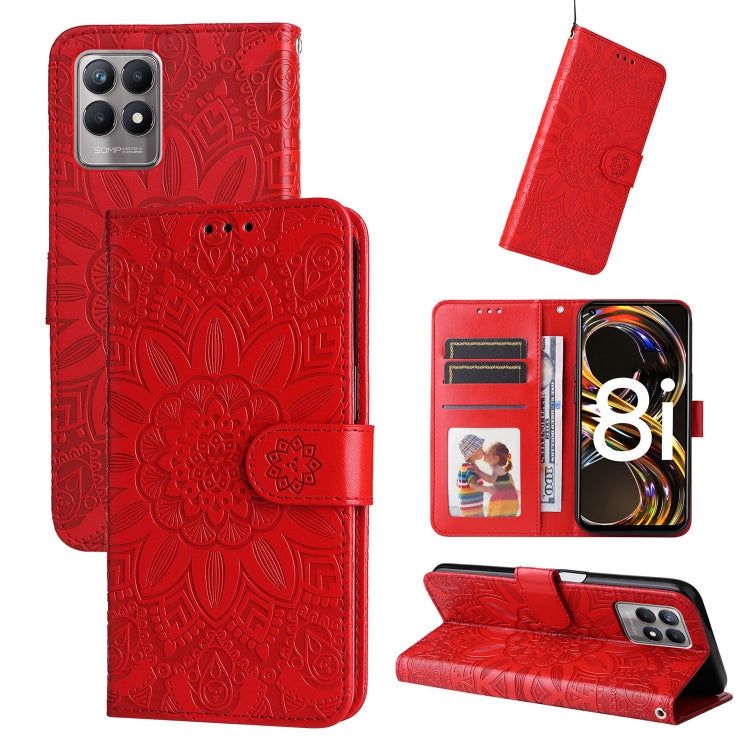 Custodia per telefono in pelle di girasole goffrata, For OPPO Realme 8i / Narzo 50 4G, For OPPO Realme 9 Pro / 9 5G, For OPPO Realme C11 2021 / C20, For OPPO Realme C15 / C12 / C25