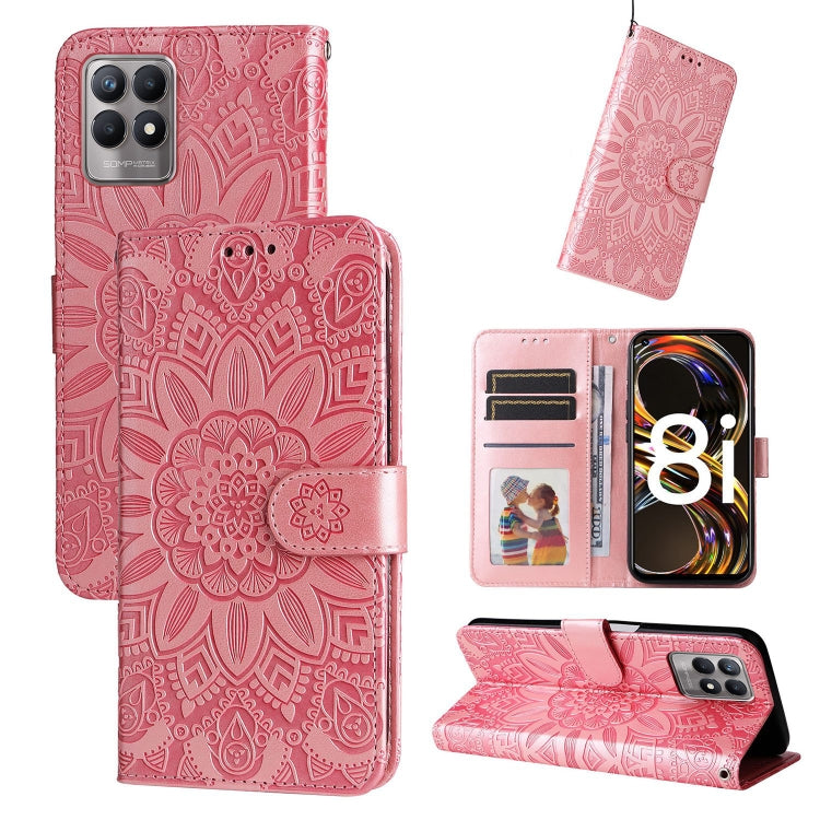 Custodia per telefono in pelle di girasole goffrata, For OPPO Realme 8i / Narzo 50 4G, For OPPO Realme 9 Pro / 9 5G, For OPPO Realme C11 2021 / C20, For OPPO Realme C15 / C12 / C25