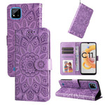Custodia per telefono in pelle di girasole goffrata, For OPPO Realme 8i / Narzo 50 4G, For OPPO Realme 9 Pro / 9 5G, For OPPO Realme C11 2021 / C20, For OPPO Realme C15 / C12 / C25