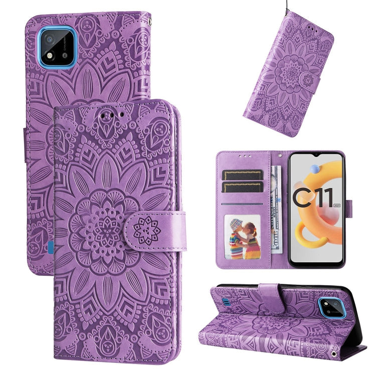 Custodia per telefono in pelle di girasole goffrata, For OPPO Realme 8i / Narzo 50 4G, For OPPO Realme 9 Pro / 9 5G, For OPPO Realme C11 2021 / C20, For OPPO Realme C15 / C12 / C25