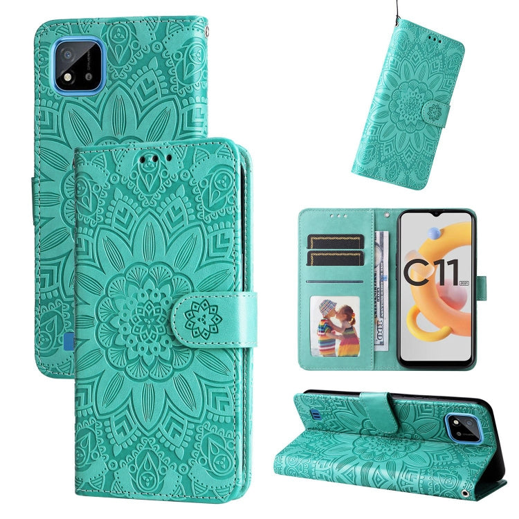 Custodia per telefono in pelle di girasole goffrata, For OPPO Realme 8i / Narzo 50 4G, For OPPO Realme 9 Pro / 9 5G, For OPPO Realme C11 2021 / C20, For OPPO Realme C15 / C12 / C25