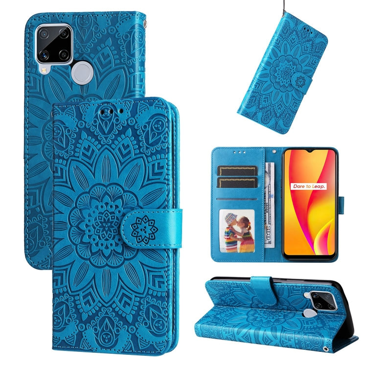 Custodia per telefono in pelle di girasole goffrata, For OPPO Realme 8i / Narzo 50 4G, For OPPO Realme 9 Pro / 9 5G, For OPPO Realme C11 2021 / C20, For OPPO Realme C15 / C12 / C25