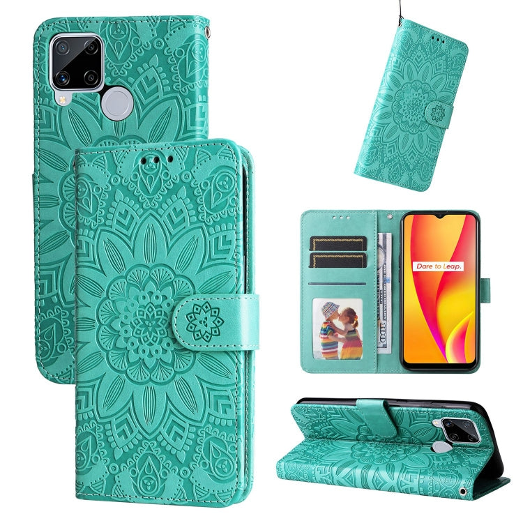 Custodia per telefono in pelle di girasole goffrata, For OPPO Realme 8i / Narzo 50 4G, For OPPO Realme 9 Pro / 9 5G, For OPPO Realme C11 2021 / C20, For OPPO Realme C15 / C12 / C25