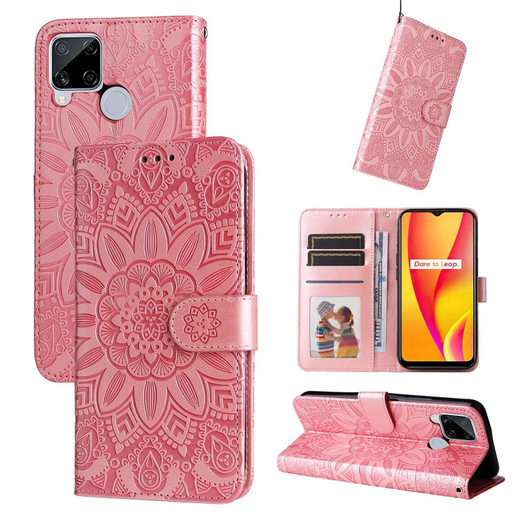 Custodia per telefono in pelle di girasole goffrata, For OPPO Realme 8i / Narzo 50 4G, For OPPO Realme 9 Pro / 9 5G, For OPPO Realme C11 2021 / C20, For OPPO Realme C15 / C12 / C25