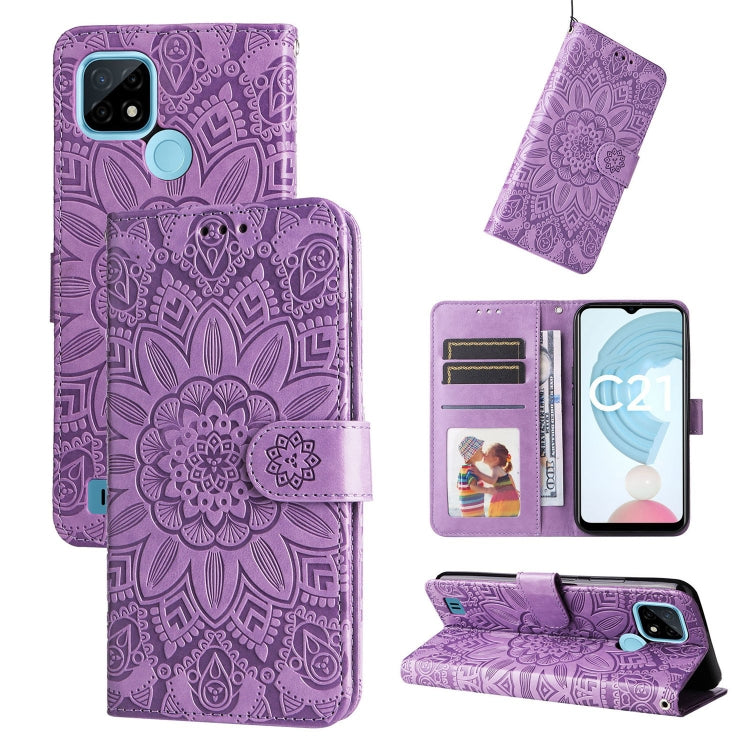 Custodia per telefono in pelle di girasole goffrata, For OPPO Realme C21 / C21Y, For OPPO Realme C31, For OPPO Realme C35 4G / Narzo 50A Prime, For OPPO Realme GT Neo2