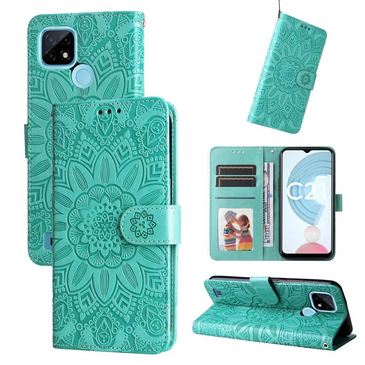 Custodia per telefono in pelle di girasole goffrata, For OPPO Realme C21 / C21Y, For OPPO Realme C31, For OPPO Realme C35 4G / Narzo 50A Prime, For OPPO Realme GT Neo2