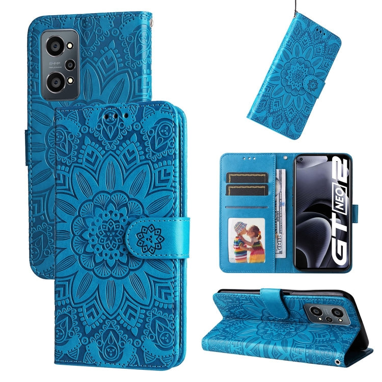 Custodia per telefono in pelle di girasole goffrata, For OPPO Realme C21 / C21Y, For OPPO Realme C31, For OPPO Realme C35 4G / Narzo 50A Prime, For OPPO Realme GT Neo2