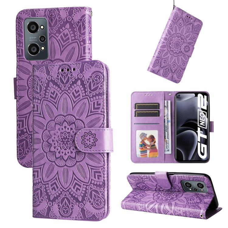 Custodia per telefono in pelle di girasole goffrata, For OPPO Realme C21 / C21Y, For OPPO Realme C31, For OPPO Realme C35 4G / Narzo 50A Prime, For OPPO Realme GT Neo2