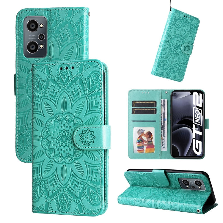 Custodia per telefono in pelle di girasole goffrata, For OPPO Realme C21 / C21Y, For OPPO Realme C31, For OPPO Realme C35 4G / Narzo 50A Prime, For OPPO Realme GT Neo2
