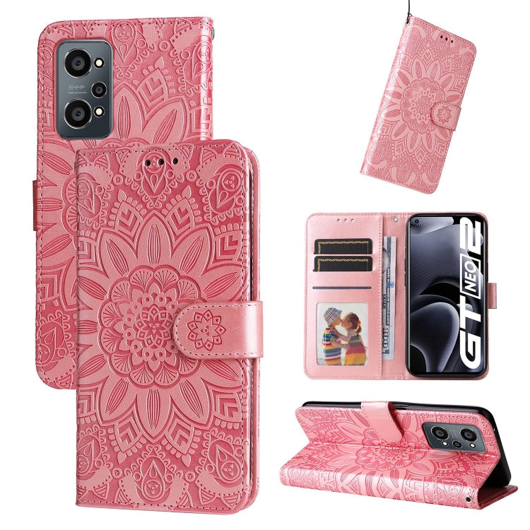 Custodia per telefono in pelle di girasole goffrata, For OPPO Realme C21 / C21Y, For OPPO Realme C31, For OPPO Realme C35 4G / Narzo 50A Prime, For OPPO Realme GT Neo2