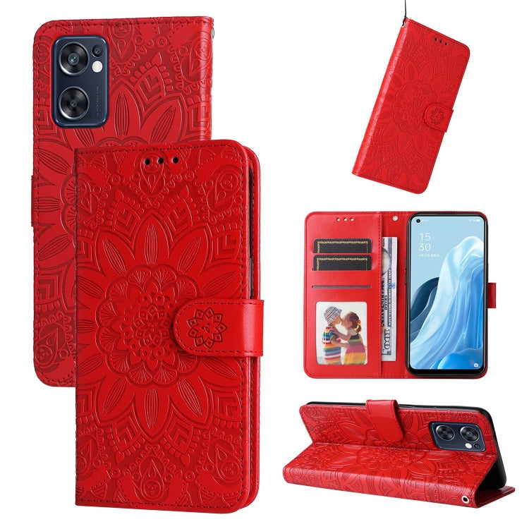 Custodia per telefono in pelle di girasole goffrata, For OPPO Reno7 SE, For OPPO Reno7 Z / OnePlus Nord N20 5G, For OPPO Realme 9 Pro+