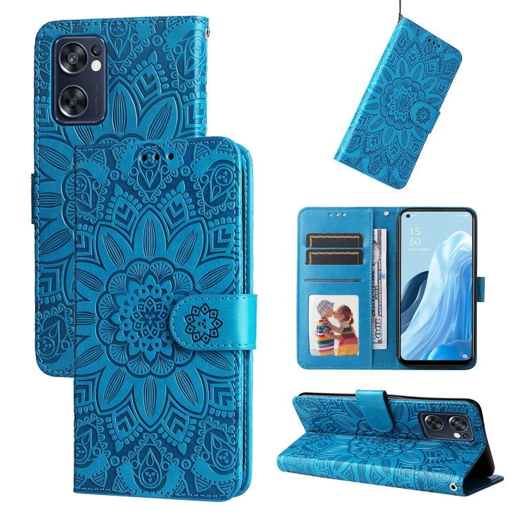 Custodia per telefono in pelle di girasole goffrata, For OPPO Reno7 SE, For OPPO Reno7 Z / OnePlus Nord N20 5G, For OPPO Realme 9 Pro+