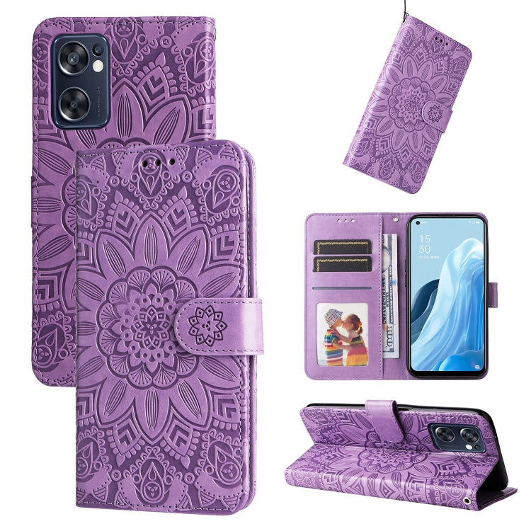 Custodia per telefono in pelle di girasole goffrata, For OPPO Reno7 SE, For OPPO Reno7 Z / OnePlus Nord N20 5G, For OPPO Realme 9 Pro+