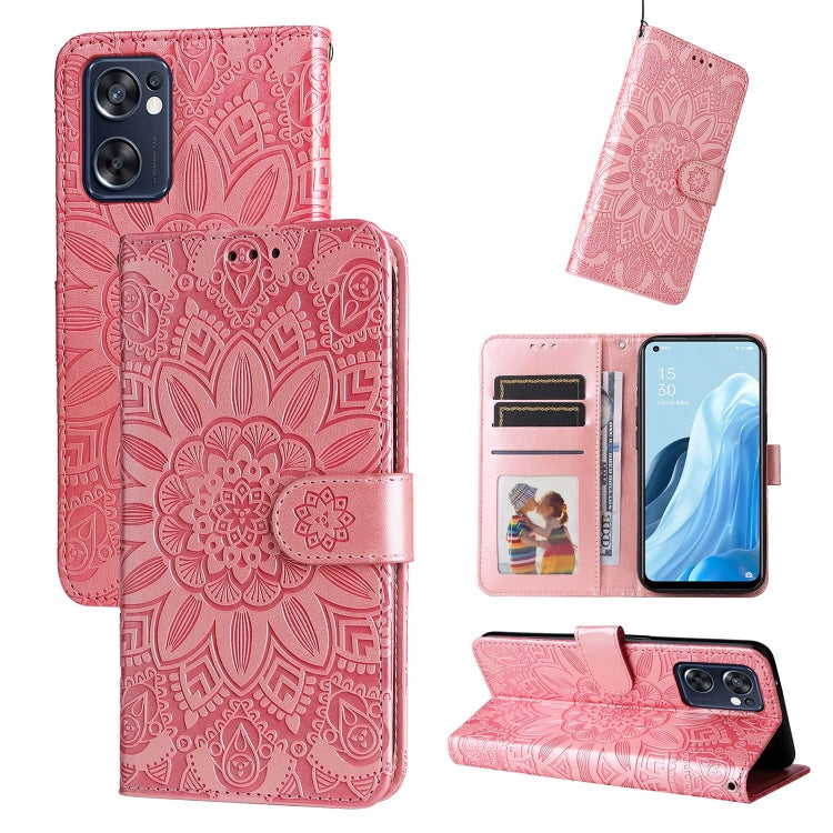 Custodia per telefono in pelle di girasole goffrata, For OPPO Reno7 SE, For OPPO Reno7 Z / OnePlus Nord N20 5G, For OPPO Realme 9 Pro+