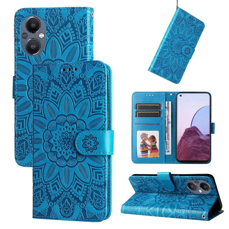 Custodia per telefono in pelle di girasole goffrata, For OPPO Reno7 SE, For OPPO Reno7 Z / OnePlus Nord N20 5G, For OPPO Realme 9 Pro+