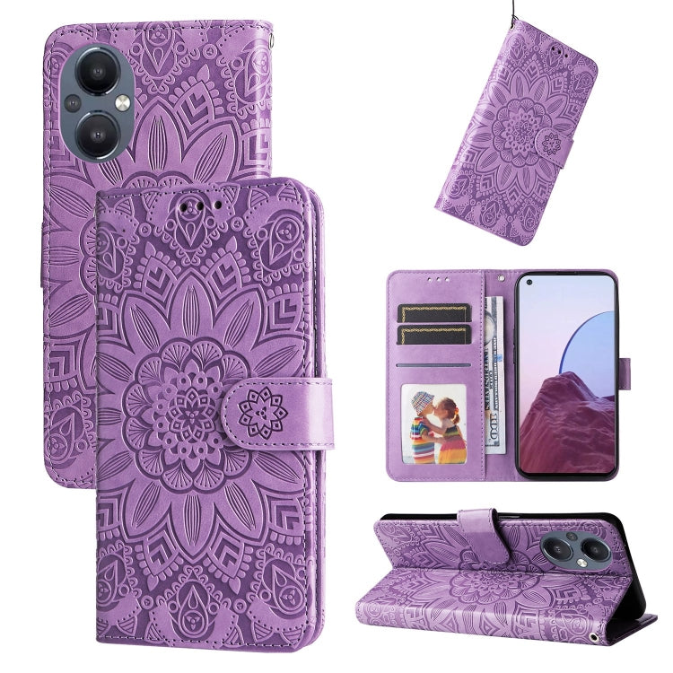 Custodia per telefono in pelle di girasole goffrata, For OPPO Reno7 SE, For OPPO Reno7 Z / OnePlus Nord N20 5G, For OPPO Realme 9 Pro+