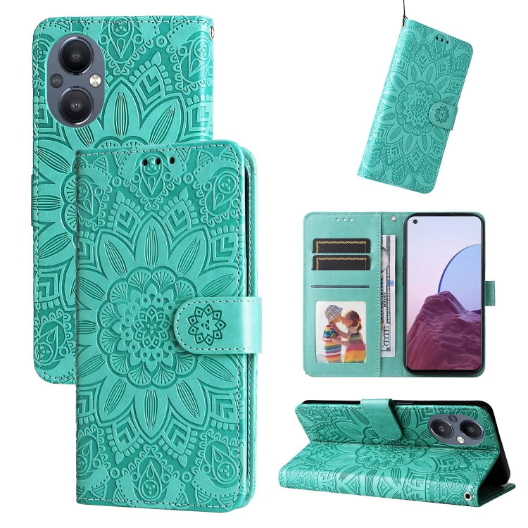 Custodia per telefono in pelle di girasole goffrata, For OPPO Reno7 SE, For OPPO Reno7 Z / OnePlus Nord N20 5G, For OPPO Realme 9 Pro+