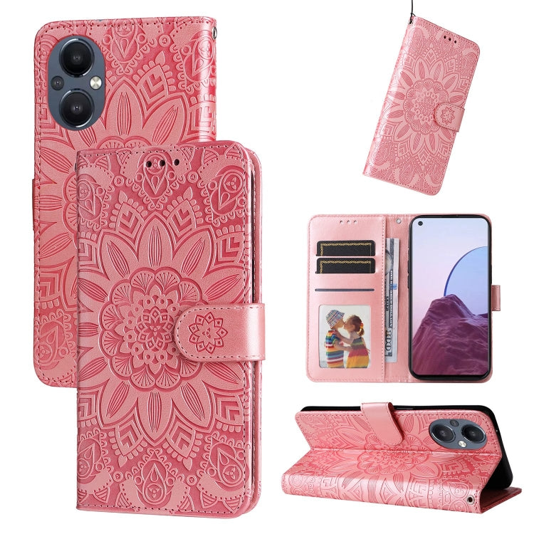 Custodia per telefono in pelle di girasole goffrata, For OPPO Reno7 SE, For OPPO Reno7 Z / OnePlus Nord N20 5G, For OPPO Realme 9 Pro+
