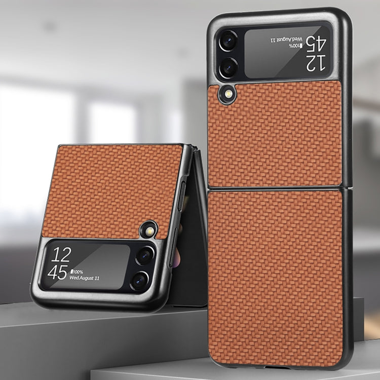 Custodia protettiva per telefono sottile per PC con motivo incrociato, For Samsung Galaxy Z Flip4 5G