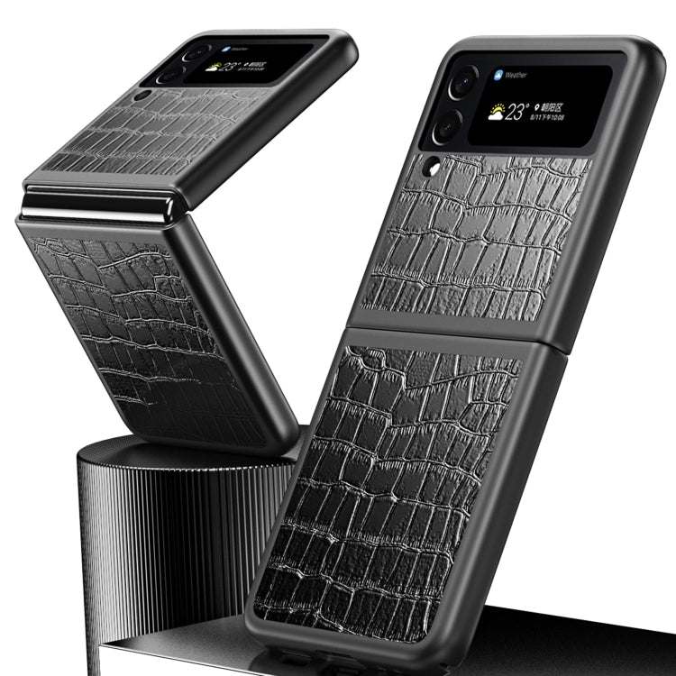 Custodia protettiva pieghevole in pelle di coccodrillo, For Samsung Galaxy Z Flip4