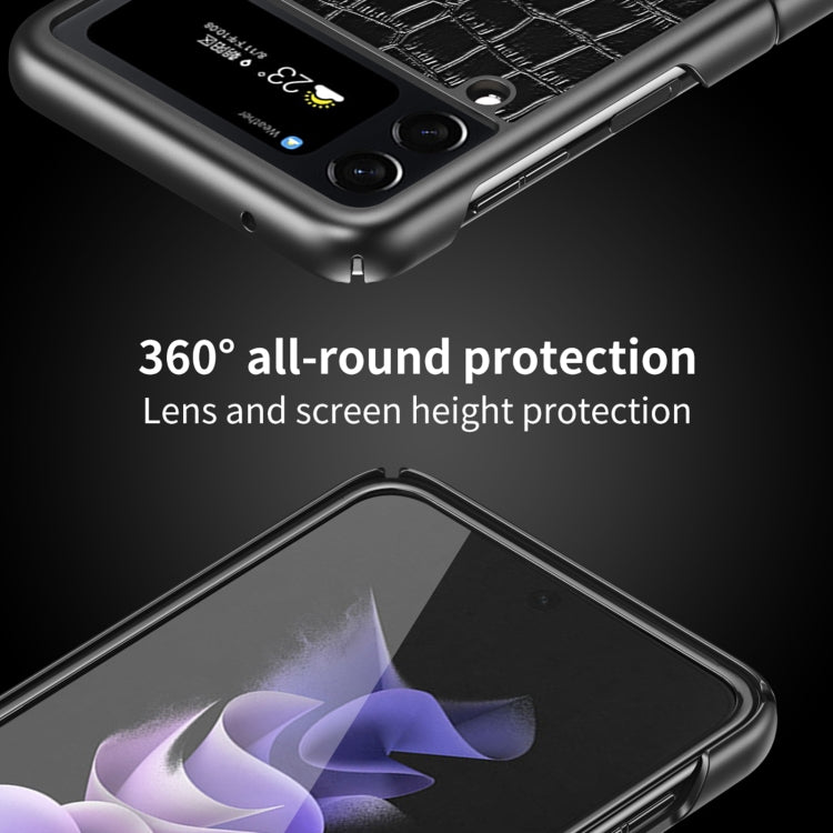Custodia protettiva pieghevole in pelle di coccodrillo, For Samsung Galaxy Z Flip4
