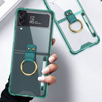 Custodia protettiva per telefono GKK Airbag con anello e penna, For Samsung Galaxy Z Flip4