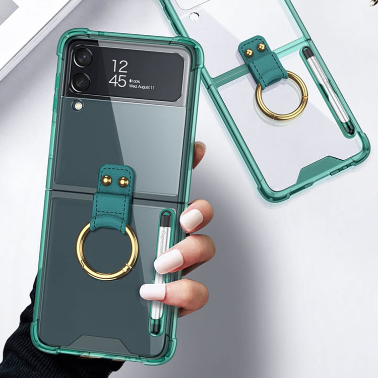 Custodia protettiva per telefono GKK Airbag con anello e penna, For Samsung Galaxy Z Flip4
