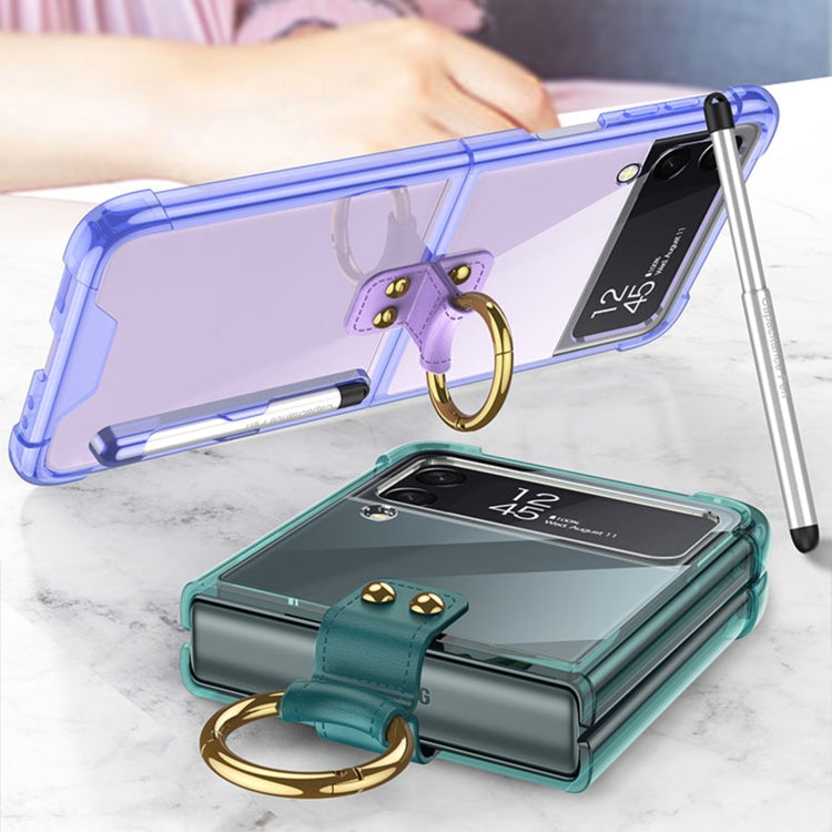 Custodia protettiva per telefono GKK Airbag con anello e penna, For Samsung Galaxy Z Flip4
