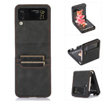 Custodia per telefono in pelle con slot per schede, For Samsung Galaxy Z Flip4, For Samsung Galaxy Z Flip3 5G, For Samsung Galaxy Z Fold3 5G