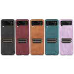 Custodia per telefono in pelle con slot per schede, For Samsung Galaxy Z Flip4, For Samsung Galaxy Z Flip3 5G, For Samsung Galaxy Z Fold3 5G
