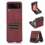 Custodia per telefono in pelle con slot per schede, For Samsung Galaxy Z Flip4, For Samsung Galaxy Z Flip3 5G, For Samsung Galaxy Z Fold3 5G