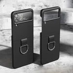Custodia protettiva per telefono Skin Feeling PC + flanella con gancio ad anello, For Samsung Galaxy Z Flip4 5G