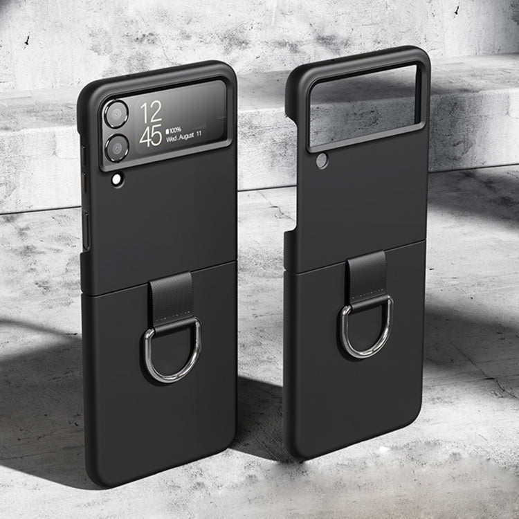 Custodia protettiva per telefono Skin Feeling PC + flanella con gancio ad anello, For Samsung Galaxy Z Flip4 5G