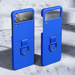 Custodia protettiva per telefono Skin Feeling PC + flanella con gancio ad anello, For Samsung Galaxy Z Flip4 5G