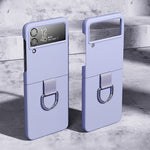 Custodia protettiva per telefono Skin Feeling PC + flanella con gancio ad anello, For Samsung Galaxy Z Flip4 5G