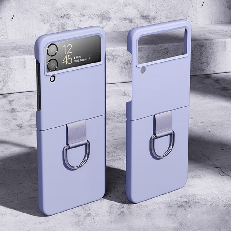 Custodia protettiva per telefono Skin Feeling PC + flanella con gancio ad anello, For Samsung Galaxy Z Flip4 5G